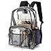 Xunteny Clear Backpack School Bag Bookbag, Heavy Duty PVC Plastic Transparent See Through Backpacks for Men Women Girls Boys (Black)