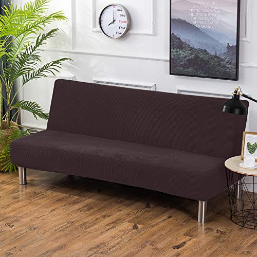 PETCUTE Housse Clic Clac Housse Canape Lit Extensible Anti-Taches Couvre Protection canapé sans Bras Marron foncé