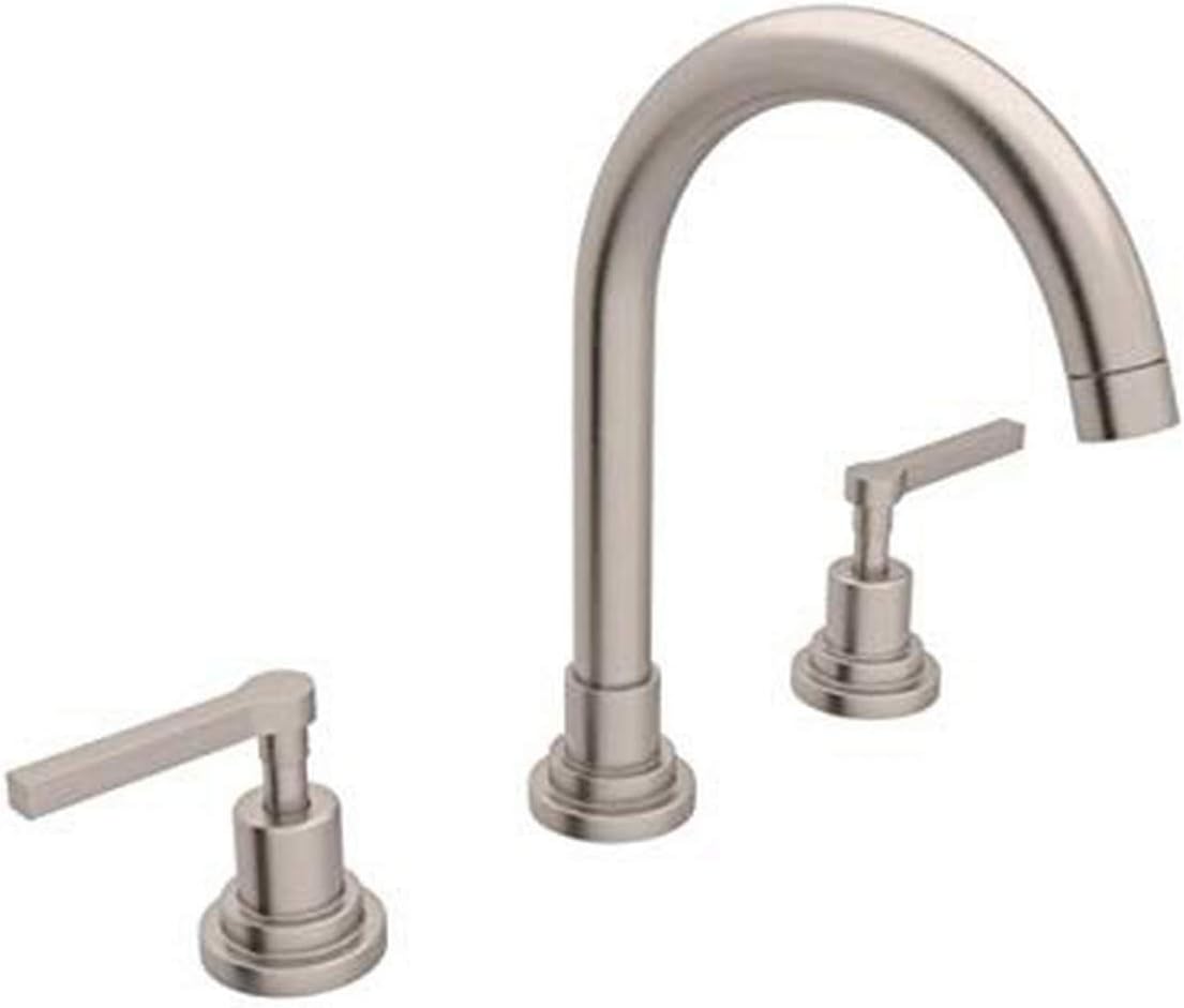 Polished Nickel Modern Widespread Bathroom Faucet with Drain Assembly