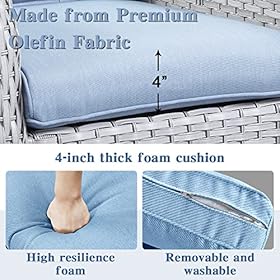 Patio Dining Chairs Set of 2, All-Weather Wicker Chair Patio Club Chairs, Outdoor Deep Seating Set Patio Furniture with Cushions, Light Gray Wicker 51TeeXEGSEL. SS280