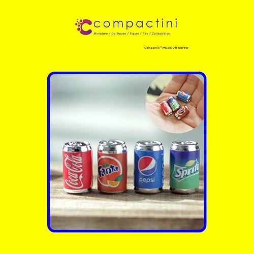 Miniatura 1 de COMPACTINI Juego de modelos en miniatura, modelos a escala 112, accesorios para casas de muñecas, lata de cerveza, lata de soda en miniatura (latas