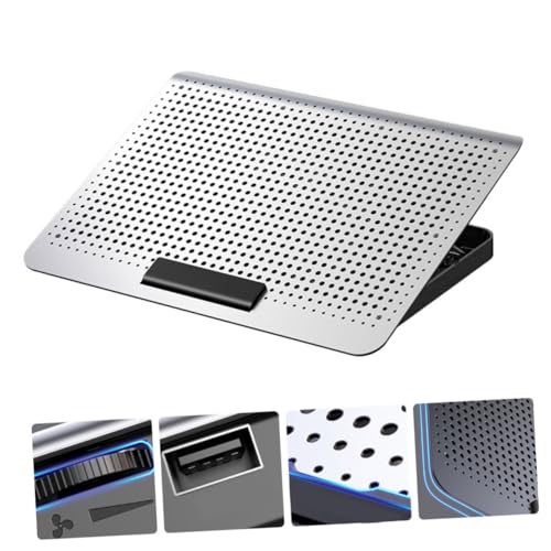 Base portátil de aluminio con ventilador ajustable y puertos USB miniatura 3