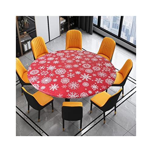 HUANXA Imperméable Rond Nappe, Essuyable PVC Nappe pour Terrasse Intérieur De Plein Air Table à Manger, Vinyle Nappe De Table avec Bord élastique sans Rides-I-diamètre 90-110cm(35-43in) Cover