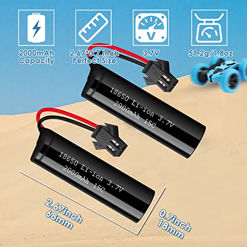 Vicmile 3.7V 2000Mah Li-Ion Battery 2Pack With 2 Usb Chargers Sm-2P Plug 15C Rc Recgargeble Battery Compatible With De45 De42 Remote Control Cars #TOP2