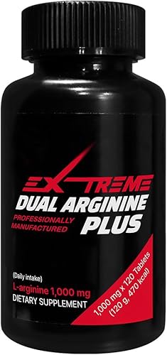 EXTREME Dual ARGININE Plus - Aumenta la energía y la vitalidad para el rendimiento deportivo de los hombres (1,000 mg x 120 tabletas, suministro de