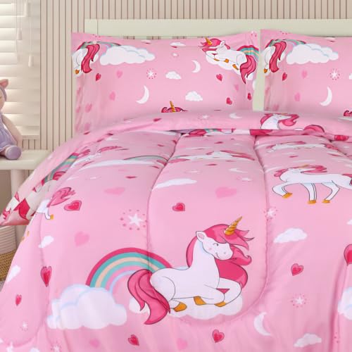 Utopia Bedding Unicorn Kids Comforter Set with 2 Pillow Shams 3 Piece Soft Microfiber Twin Bed Comforter with Pillow Shams Printed Kids Bedding for Boys and Girls Lightweight Breathable Easy Care
