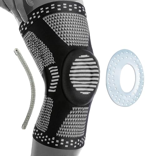 360 RELIEF Rodillera Compresion Hombre Y Mujer - Rodillera Con Almohadilla De Gel De Rótula Y Estabilizadores Laterales Palestra, Correr, Running, Apoyo Conjunto - Con Bolsa Para Lavar