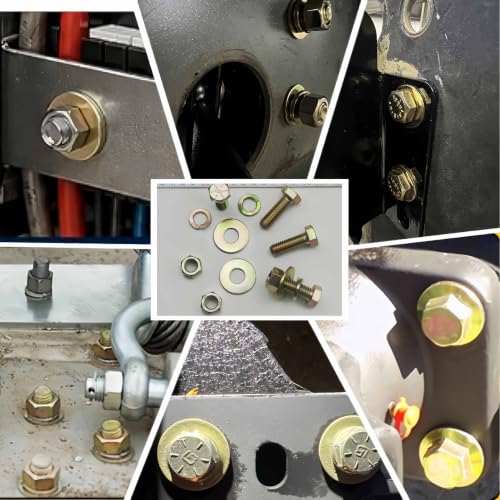Image of 3 /8 inch x 1-1 /2 inch Grade 8 Hex Head Bolt and nut,Spring Lock Washer and Large Flat Washer Assortment Kit, Color Gavalization,Alloy Steel,Heavy Duty,(16sets Pack),by Metalsuberg.