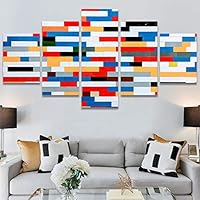 SIGNWIN 5 Panel Canvas Wall Art Abstract Colorful Geometric Hallway Minimalist Mixed Media Multicolor Patterns for Home Decorations Ready to Hang - 60