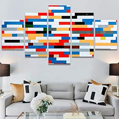 SIGNWIN 5 Panel Canvas Wall Art Abstract Colorful...
