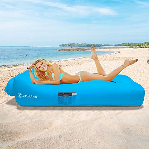 ZOMAKE Inflatable Lounger Couch with Pillow, Anti-Air Leaking & Portable Air Sofa Hammock for Beach, Backyard, Camping, Picnics, Music Festivals