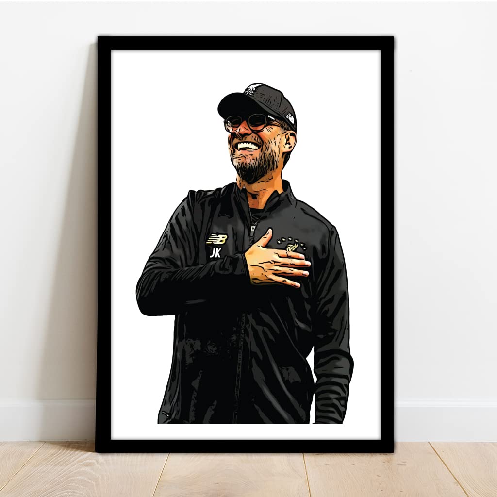 The Football Print Room Black Liverpool - Jurgen Klopp - Framed Illustration Print Poster