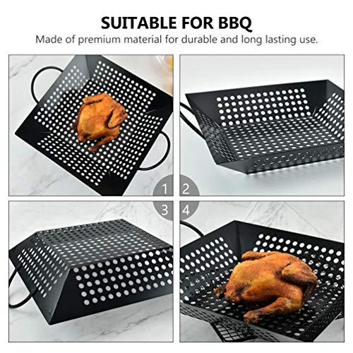 Hemoton – Cesta de churrasco com alça perfurada para grelha, bandeja portátil para churrasco, utensí