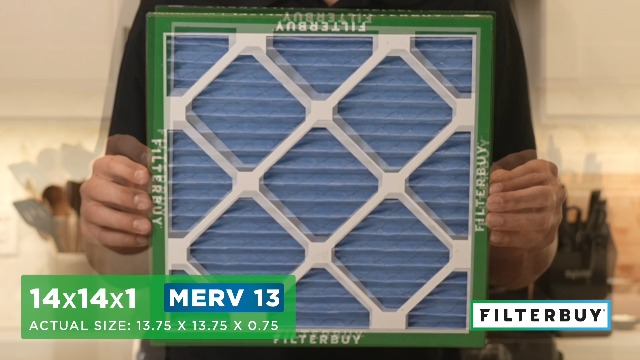 Image of Filterbuy 14x14x1 Air Filter MERV 13 Smoke & Allergy Defense (4-Pack) | Electrostatic Pleated HVAC AC Furnace Filters Replacement, Made in USA (Actual Size: 13.75 x 13.75 x 0.75)