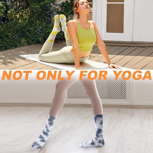 Image of Grip Socks Pilates for Women- Cute Pilates Socks- Tie Dye Non Slip Grippy Sock Woman for Yoga Barre Dance