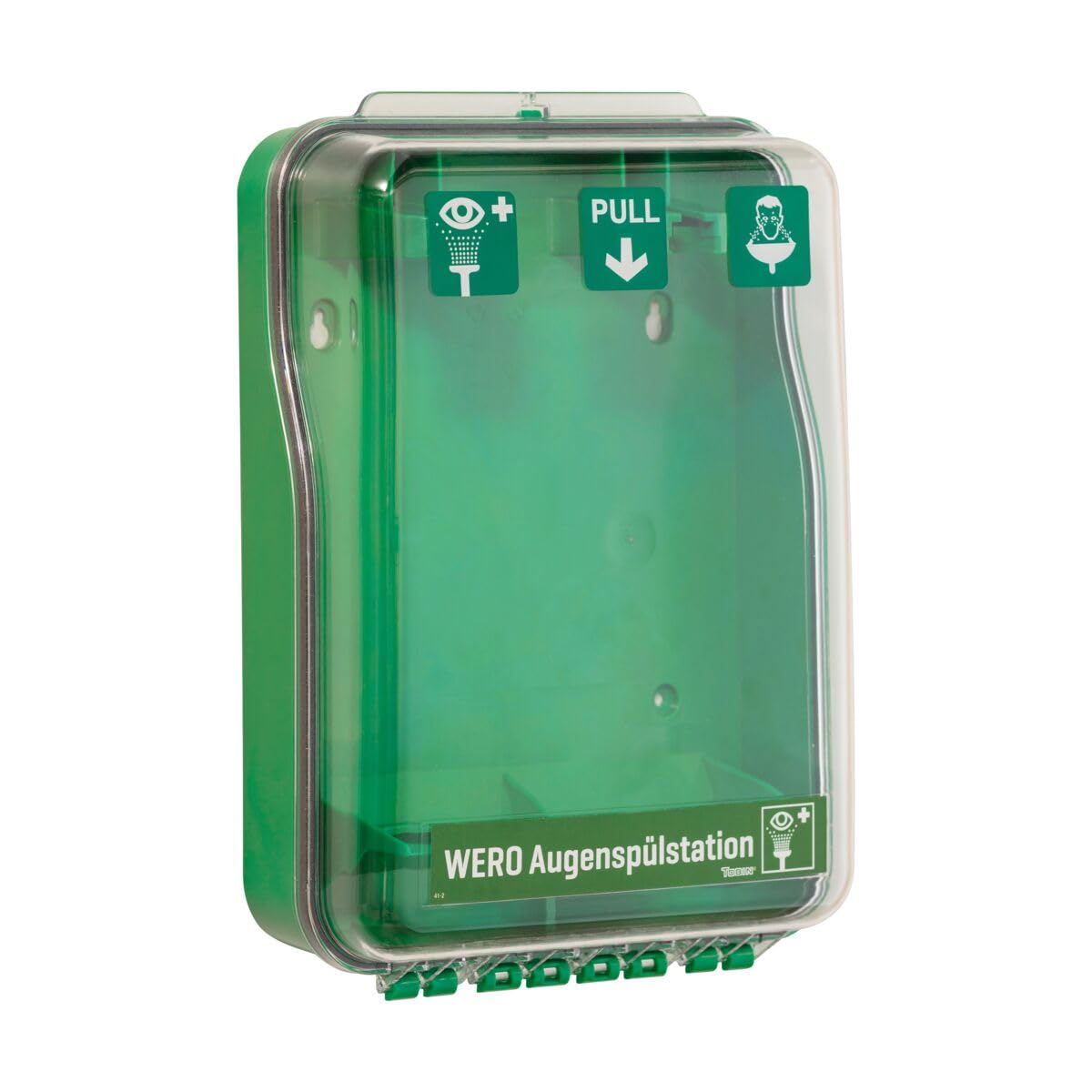 WERO Augenspülstation DustProof - leer | mit transparentem Deckel & Staubdichtung, für 2 WERO Augenspülflaschen P8/A8, zur Wandmontage geeignet
