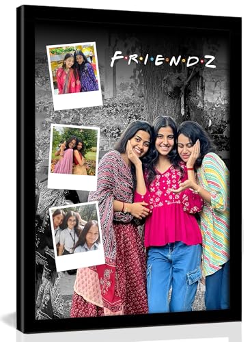 Image of Personalized FRIENDZ Style Portrait Collage Photo Frame | Customized Gift for Best Friends, Boys, Girls, Cousins & College Memories | Birthday, Farewell, Anniversary, Wedding | Glare-Free Laminated Wooden Frame | A5 /A4 /A3