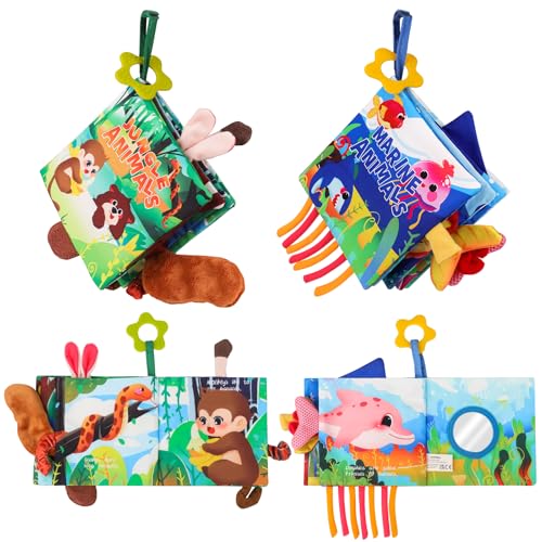 Image of nicknack Baby Books 0-6 Months, 2PCS Crinkle Books for Babies Sensory Soft Books 6 to 12 Months 3D Touch & Feel Books High Contrast Sensory Infant Newborn Early Learning Stroller Toy