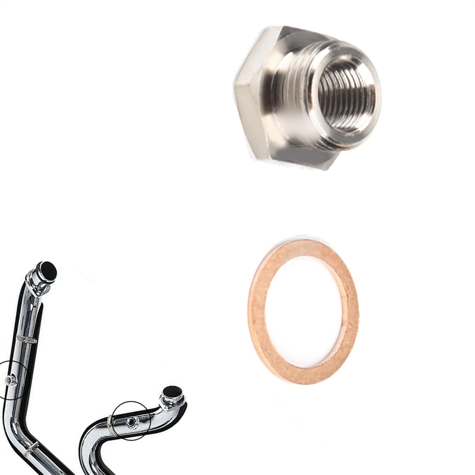 Stainless Adapters Reduce O2 Sensor Exhaust Ports Bungs 18mm To 12mm For Harley Softail Road King V-Rod Night Rod Special FXDBB Decorate (Color : 1 pcs)