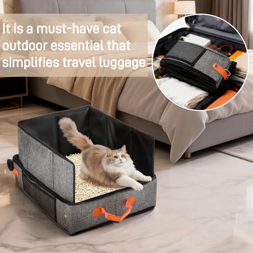 Caja de arena portátil plegable para gatos 19.7 x 15.7 x 11.8 pulg miniatura 5