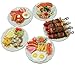 Mixed 5 Assorted Breakfast Set,Pancake,Barbecue Grill and Spaghetti Set Dollhouse Miniature Food,Tiny Food Dollhouse Accessories for Collectibles