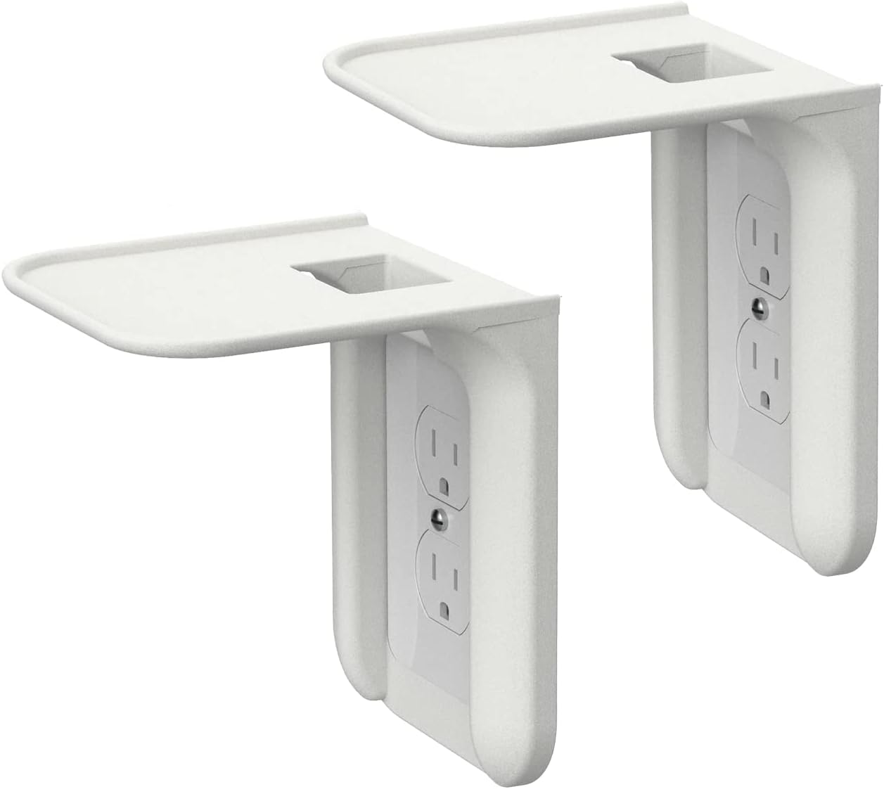 Outlet Shelf Wall Holder, Standard Vertical Duplex Decorative Outlet Space Saving for Smart Home Speakers Anything up to 7 lbs , Space Saving Design, Storage Management Solution, , 2 Pack, White