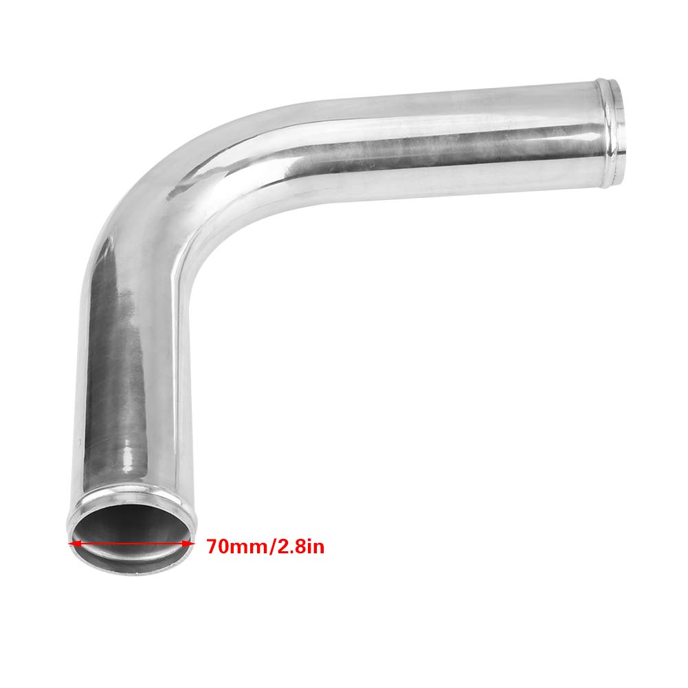Aluminiowy w?? intercoolera, Turbo Universal 90 stopni aluminiowy w?? intercoolera z 2 silikonowymi w??ami 4 zaciski w??a [hose 70MM]
