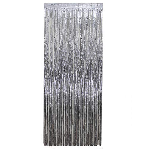 Northlight Tinsel Christmas Window or Door Curtain, 3' x 8', Silver