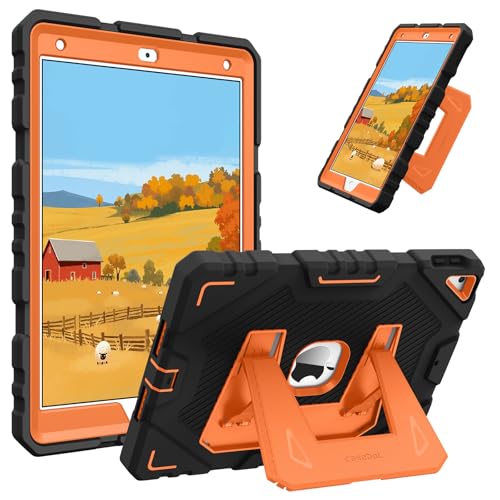Image of Fintie Kid-Friendly Case for iPad 9th / 8th / 7th Generation 10.2 Inch | Fully-Body Rugged Heavy Duty Shockproof Cover, Portrait & Landscape Viewing, Built-in Kickstand, for Girls /Boys, Black /Orange