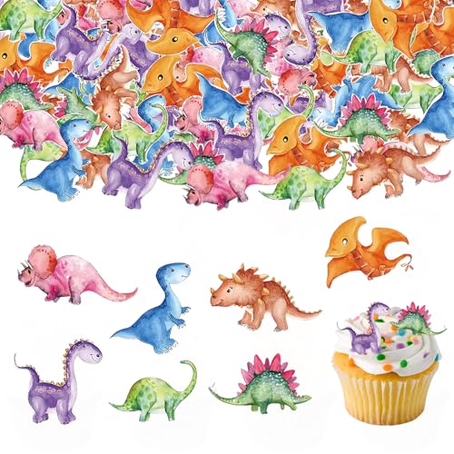 Dokeno 50 Stück Dinosaur Cupcake Toppers,Tortendeko Essbar,Dinosaurier Topper Dinosaur Tortendeko Geburtstag Dino Muffin Deko Dino Thema Geburtstagstorte Dekoration für Kinder Geburtstag Party