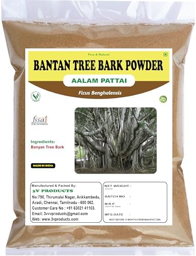 3V PRODUCTS Banyan Tree Bark Powder 100g | Aalam Pattai | Bargad Chaal | Marri Udala | Indian Fig | Ficus Benghalensis Bark
