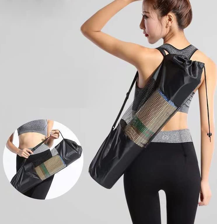 JEOPKO Large Yoga Pilates Mat Bag, 30cmx90cmyoga mat Bag, Portable Oxford Cloth Yoga Mat Mesh Bag Yoga Mat Storage Bags, Black Yoga Bag Fit Most Mat Size, Extra Wide, Adjustable Strap, Easy Access. - Image 6