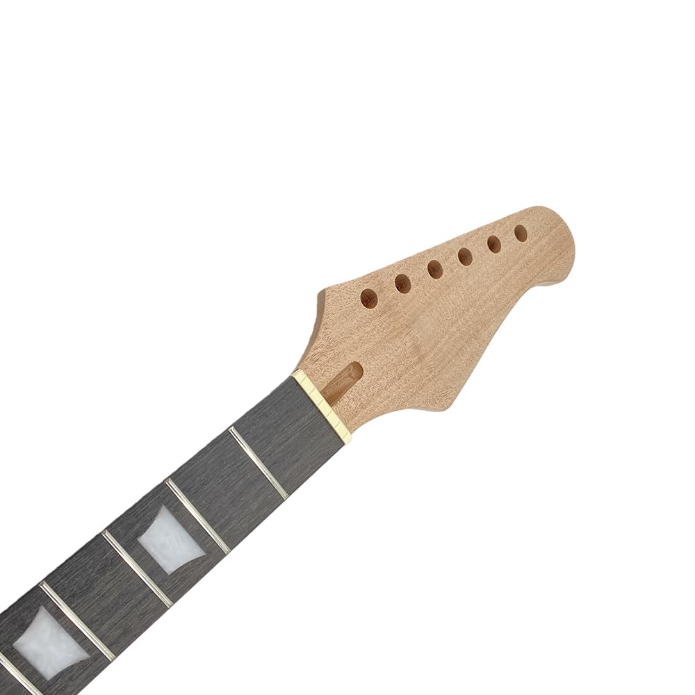 Gitara elektryczna gryf mahoń zamiennik 22 progi 65 cm palisander podstrunnica biała doniczka wkładka śruba na pięcie
