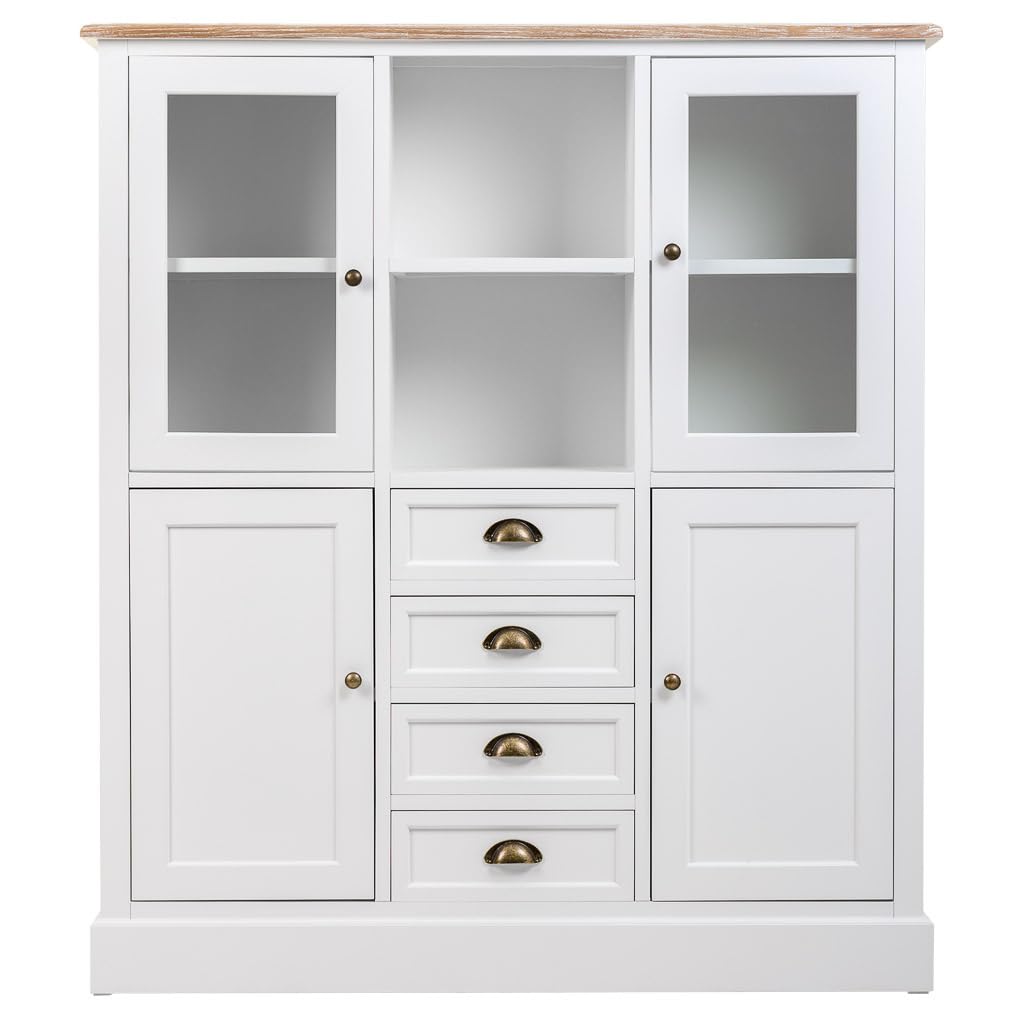 WANDERLUST DECO Vitrina de Madera Blanca 115x35x130.5