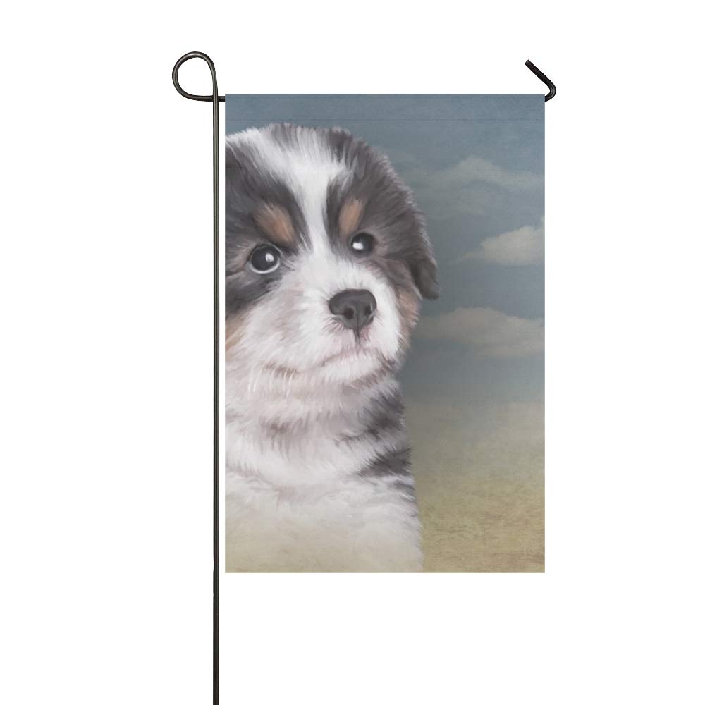 Accueil Décoratif En Plein Air Double Face Dessin Chien Chiot Berger Australien Portrait Drapeau De Jardin Drapeau De La Maison De Jardin Saisonnier Bienvenue Drapeau Extérieur Cadeau De Printemps été