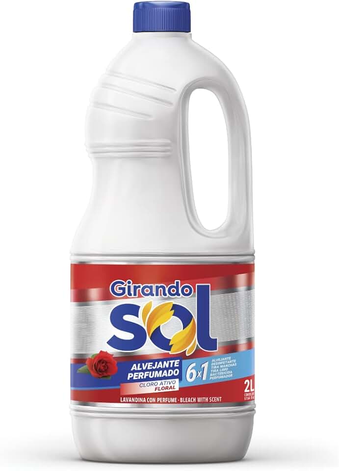 Alvejante Perfumado Floral Girando Sol 2L, Alvejante Perfumado Com Cloro Ativo, Vermelho, Um Aliado Indispensável Na Limpeza Pesada, Ação De Limpeza 6 Em 1, Sua Casa Merece O Melhor Cuidado