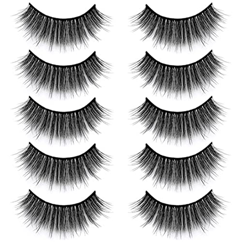5 Pairs False Eyelashes Cat Eye 6D Faux Mink Lashes Fluffy Wispy Natural Fake Lashes (G803)