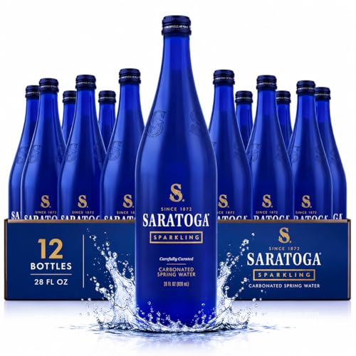 Saratoga Sparkling Spring Water in Blue Glass
