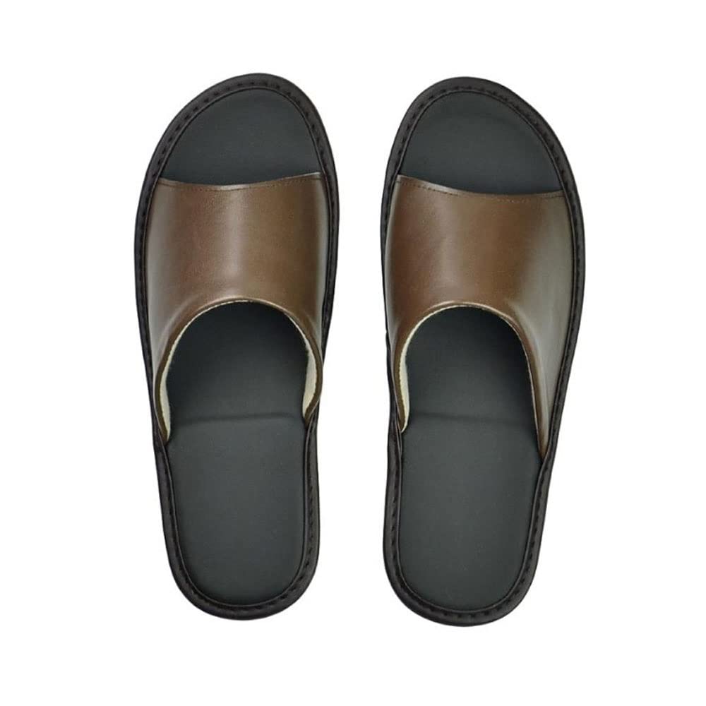 Men Women Spring Summer Autumn Couples Cowhide Home Slippers Leather Slippers Wooden Floor Home Slippers Color D Size