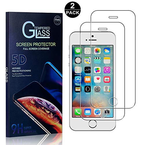 iPhone SE/iPhone 5 5s Screen Protector, Bear Village® Tempered Glass Screen Protector [Lifetime Warranty], HD Screen Protector Glass for Apple iPhone SE/iPhone 5 5s, 2 Pack