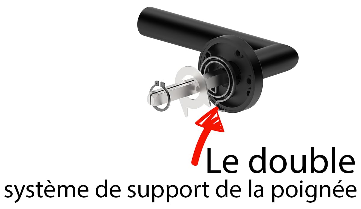 ERGO line LUCA Poignée de porte d'intérieur, noire, pour les portes de salle de bains, paire de poignées de porte sur rosaces rondes, noire mate, garnitures de porte, poignée