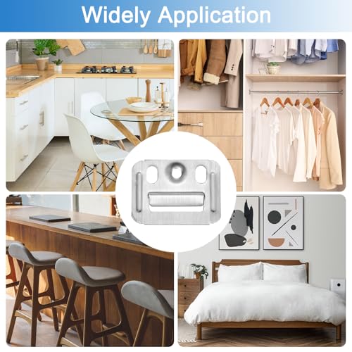 Image of uxcell 120Pcs 40mmx30mmx0.4mm Wall Panel Buckle, Stainless Steel Integrated Wall Panel Clips, Furniture Fixings Clamp Hanger Wall Mounting Clips, Silver