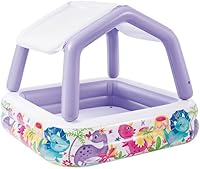 Intex 57470EP 5ft Sun Shade Inflatable Kiddie Pool with Removable Canopy, Ocean Scene, Durable 10-Gauge Vinyl for Kids 3+