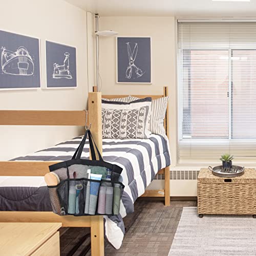 F-Color Mesh Shower Caddy Portable, Upgrade Deeper 7 Pockets Shower Caddy Basket Bag Tote For College Dorm Room Toiletry Bathroom Essentials Gym Camp Quick Dry 2 Handles Shower Bag With S Hook, Black #TOP5