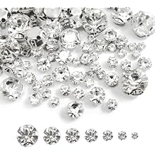800P 3 to 10mm Sew On Rhinestones White Clear Crystal Glass Gems Silver D-Shaped Claw Embellishments for Clothing Crafting Sewing Jewels for Clothes Shoes DIY Fabric