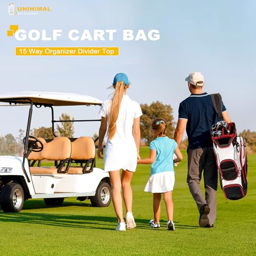 Unihimal Golf Cart Bag, 15 Way Organizer Divider Top With Handles And Rain Cover thumb #7