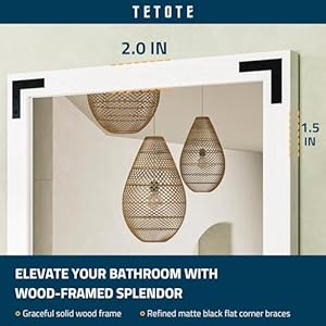 TETOTE 22 x 30 Inch Rustic White Wooden Framed Wall Mirror Natural White Wood Bathroom Vanity Rectangle Mirror for Modern Farmhouse Boho Decor Waterproof HorizontalVertical Easy to Install