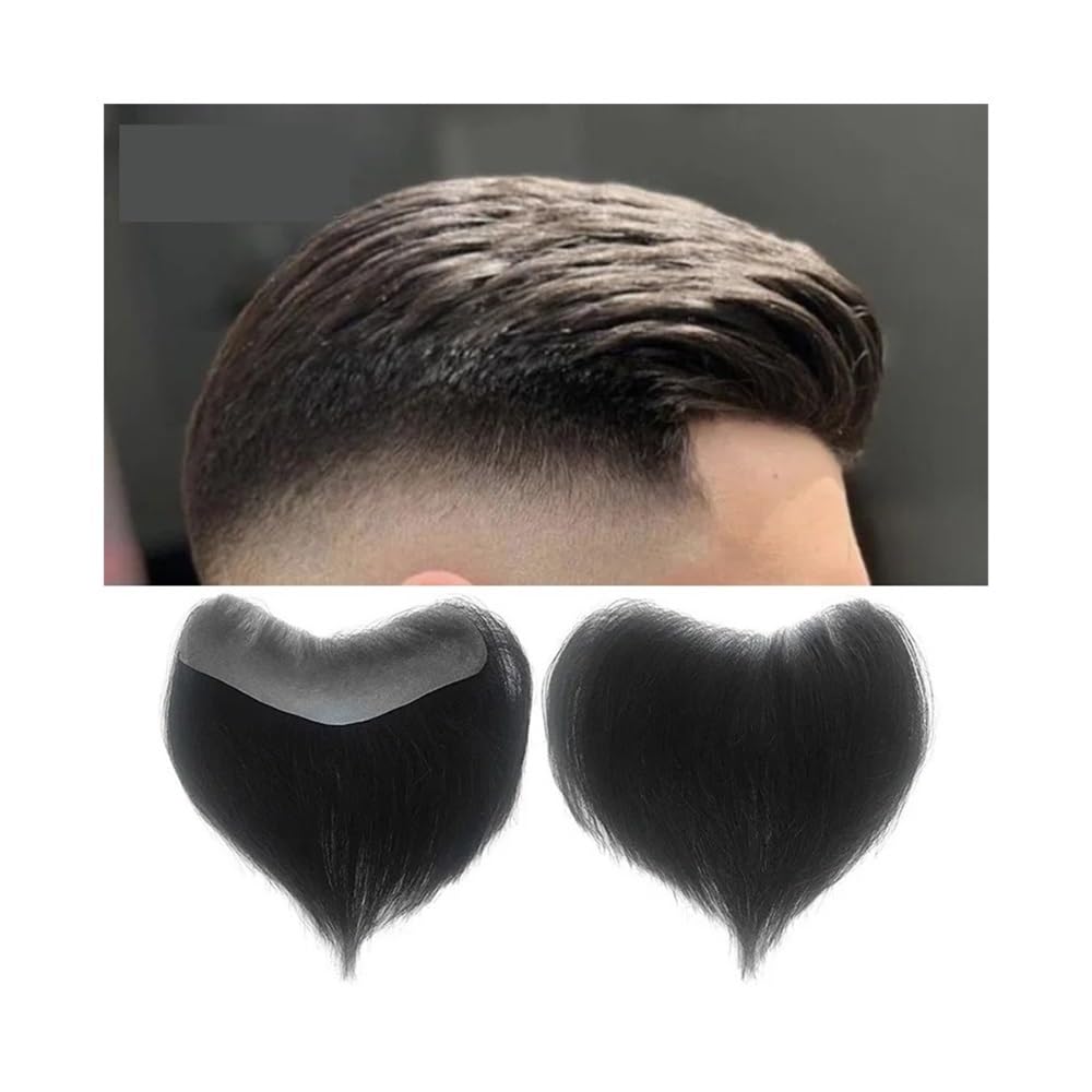 Peluca de cabello humano for hombre, 15 cm, forma de V, 0,05-0,14 mm, base de PU fina. Suave y Transpirable(Toupee With Tape,5x17cm)
