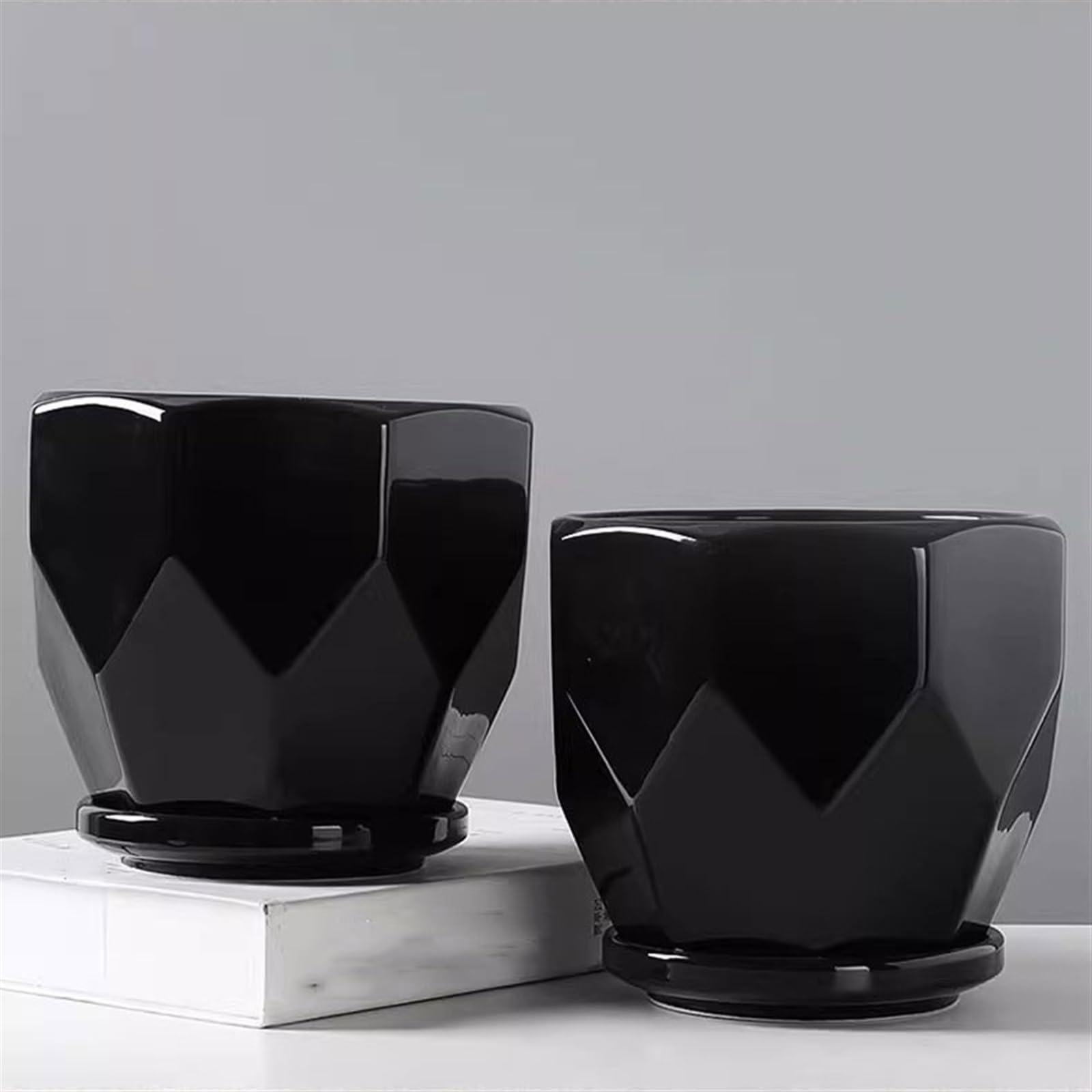 Großer Keramik-Blumentopf mit Tablett, stilvoller Indoor-Sukkulenten-Übertopf für Heimdekoration, modernes Design für Pflanzen und Grünpflanzen für Pflanzenliebhaber