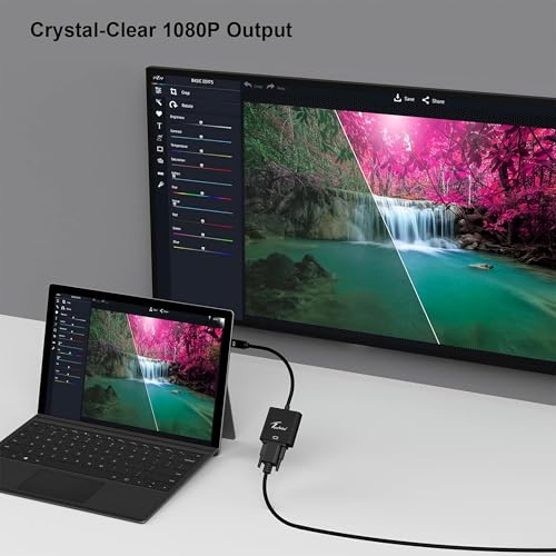Image of Techie Mini DisplayPort to VGA Converter | Connect MacBook, Surface & Mini DP Laptops to VGA Projectors & Monitors | Plug-and-Play 1080p Adapter | Compact & Durable ABS Build (Black)